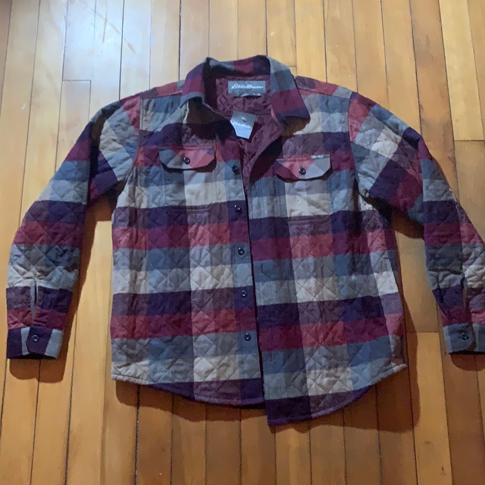 Brand new plaid large red Eddie Bauer jacket